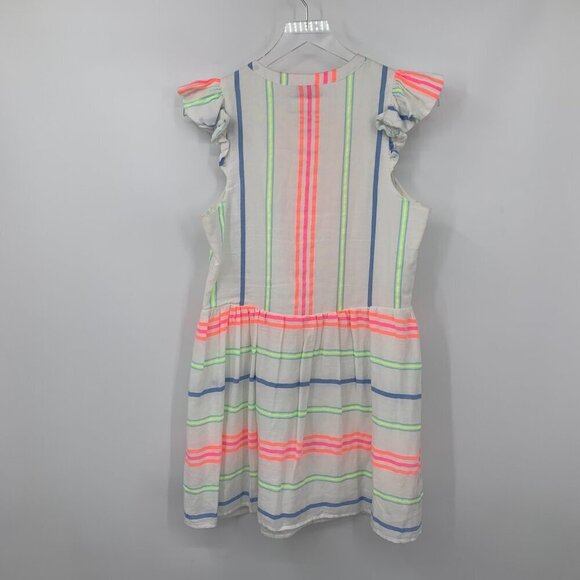 Vineyard Vines Guava button front mini dress stripe white ruffle shift cotton 8 - Picture 3 of 4